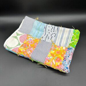 Vintage Handmade Quilt Baby Blanket Lap Throw Patchwork Colorful Squares Retro